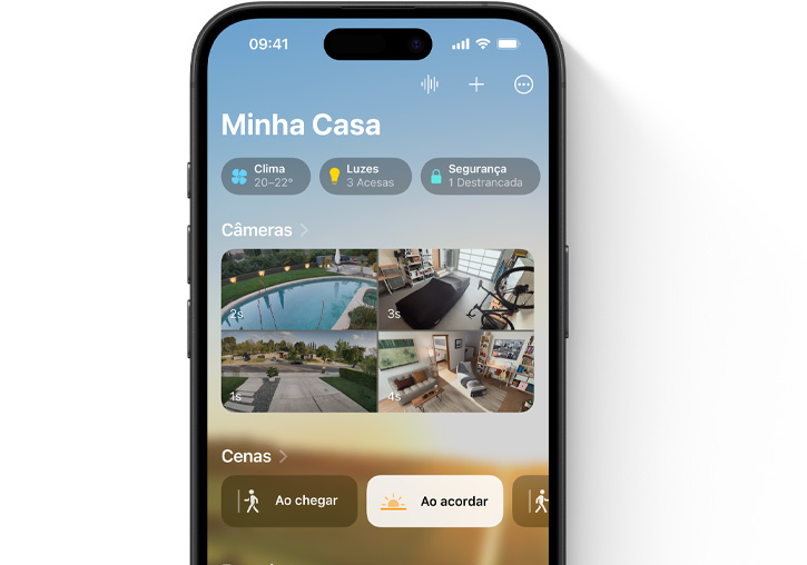 iPhone exibe a tela 'Minha Casa' no app Casa