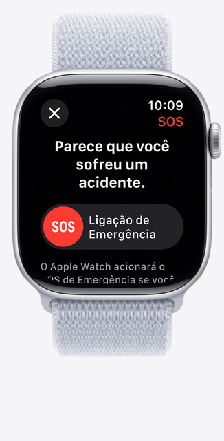 Tela do Apple Watch Series 10 mostrando uma notificação de Detecção de Queda.