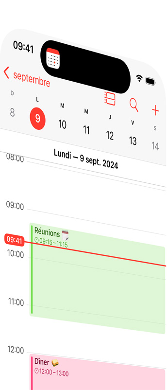 Bouton Action ouvrant l’app Calendrier