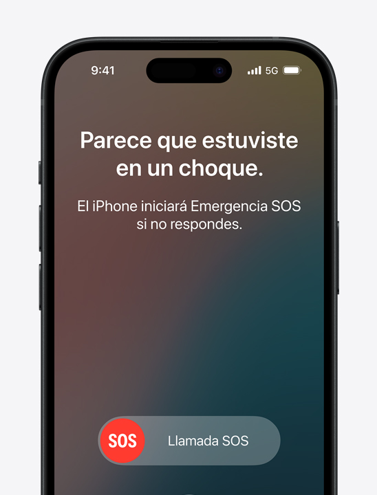 Un iPhone muestra un mensaje de seguridad luego de detectar automáticamente un accidente automovlístico grave.