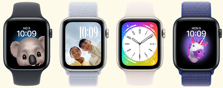 Apple Watches mit lustigen Motiven und Gesichtern.