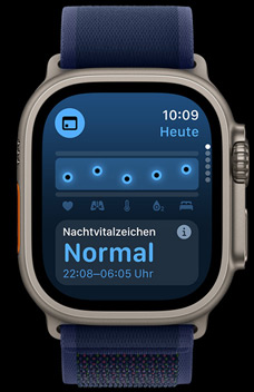 Die Vitalzeichen App zeigt die Gesundheitsdaten einer Person an.