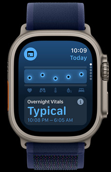 The vitals app displaying someone’s health metrics.