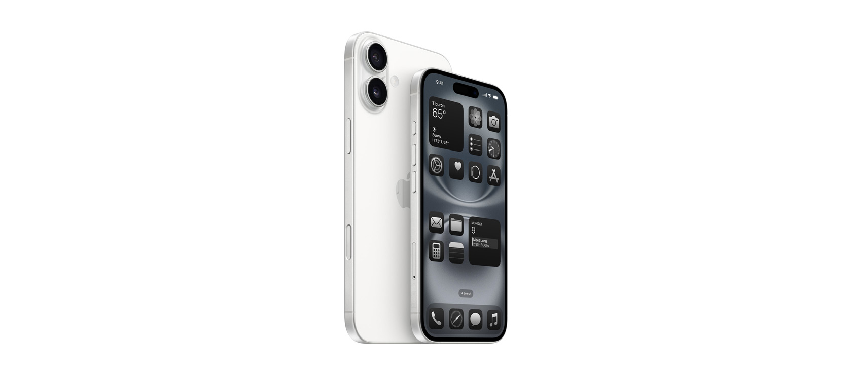 iPhone 16 Plus 6,7″ et iPhone 16 6,1″ en blanc