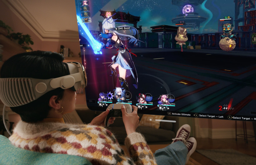 A person playing a game using Apple Vision Pro