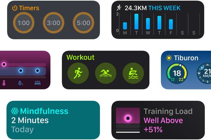 A selection of new app widgets for watchOS