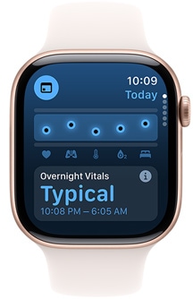 Az új Vitális jelek app egy Apple Watch kijelzőjén.