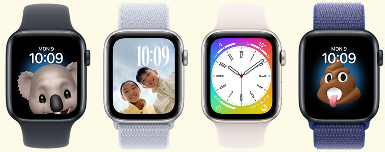 Apple Watches with fun and funny faces on them.