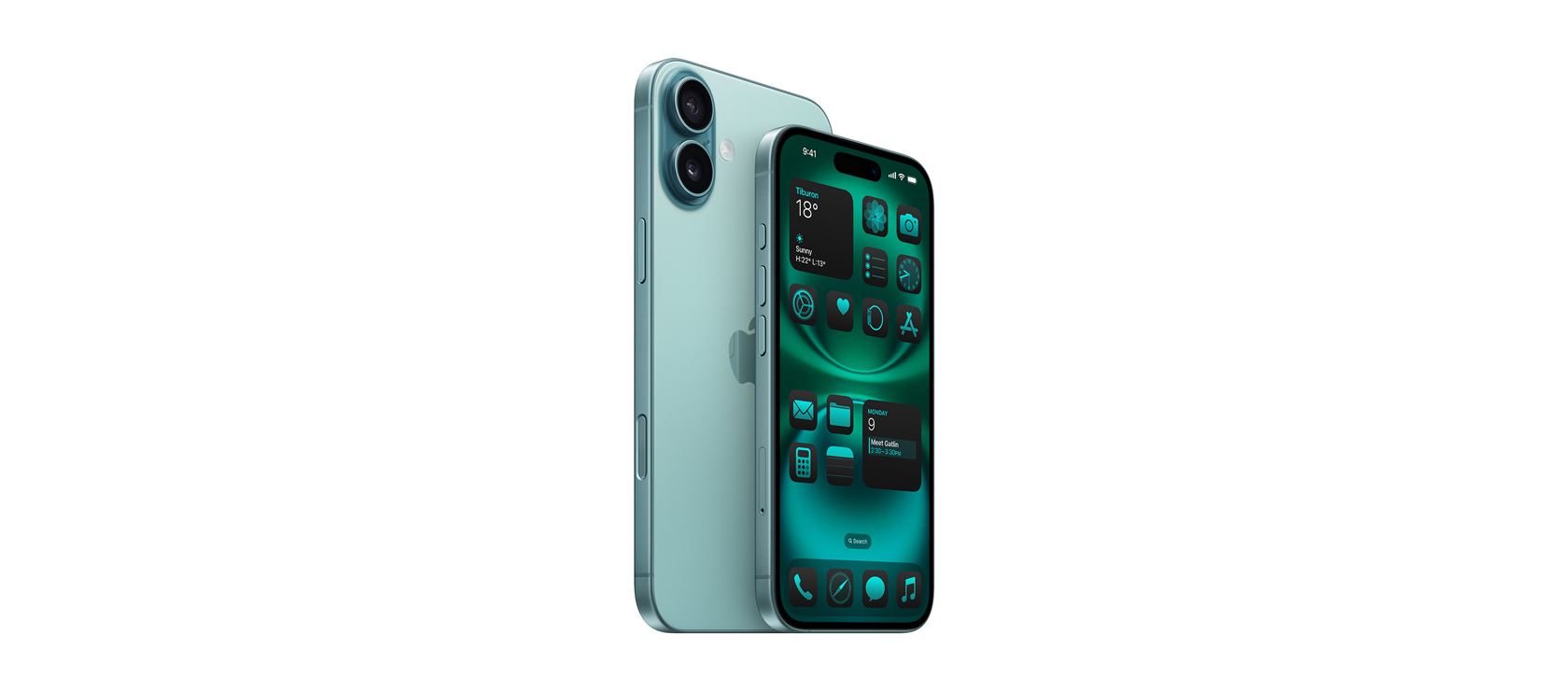 17.00 cm (6.7″) iPhone 16 Plus & 15.54 cm (6.1″) iPhone 16 in Teal