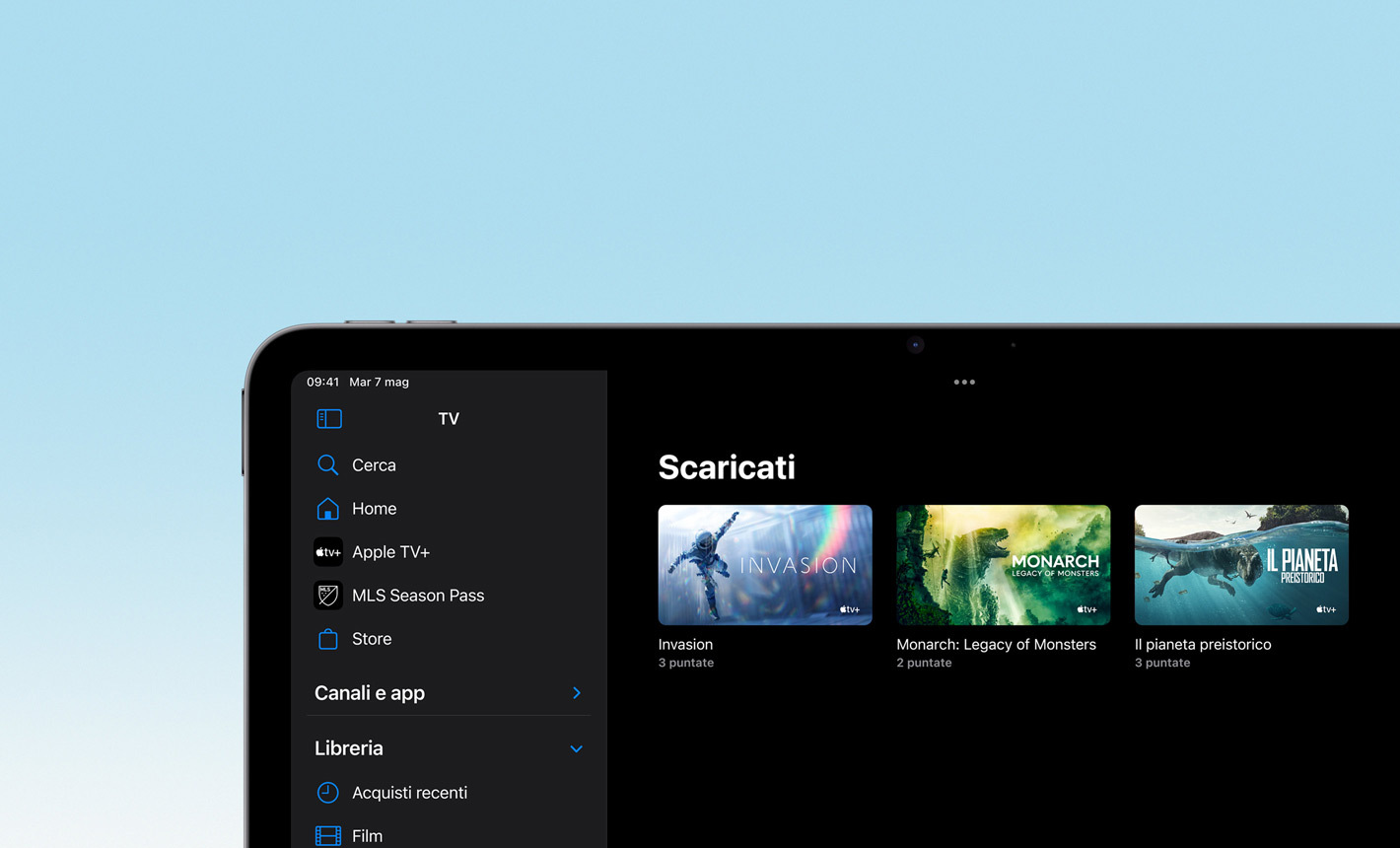 Serie TV e film scaricati su un iPad Air