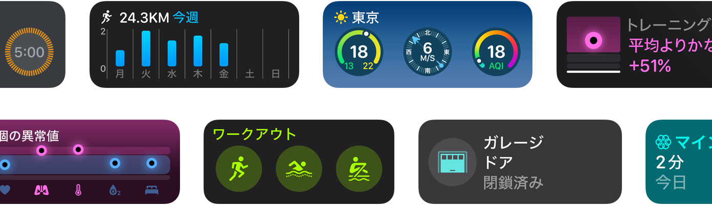 watchOSのアプリの新しいウィジェットのラインナップ