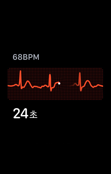 ‘심전도’ 앱으로 심전도를 측정하는 모습.