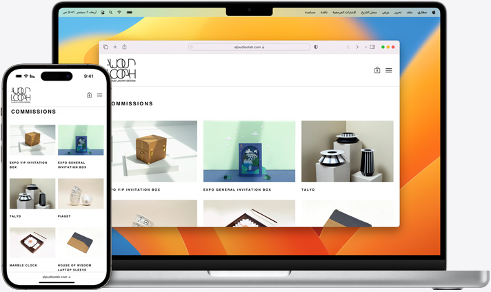 شاشات أجهزة Macbook وiPhone تعرض صفحة سفاري ذاتها مفتوحة على كلا الجهازين