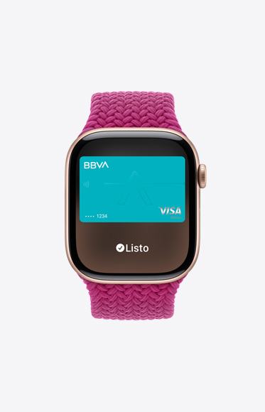 Una tarjeta genérica que se usa a través de Apple Pay en un Apple Watch Series 10.