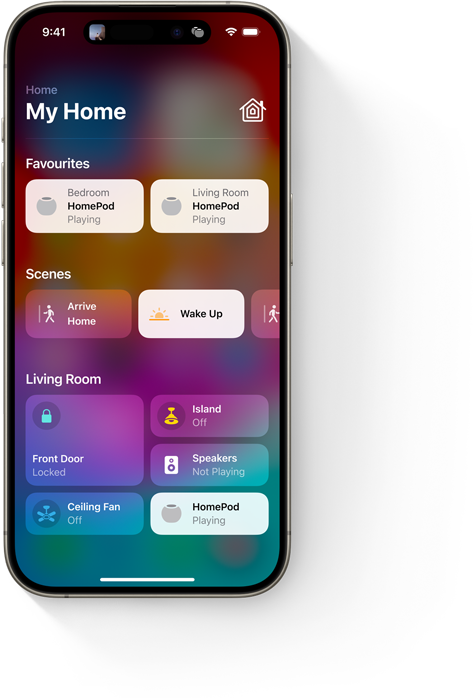 iPhone showing the Home app’s Home Screen UI