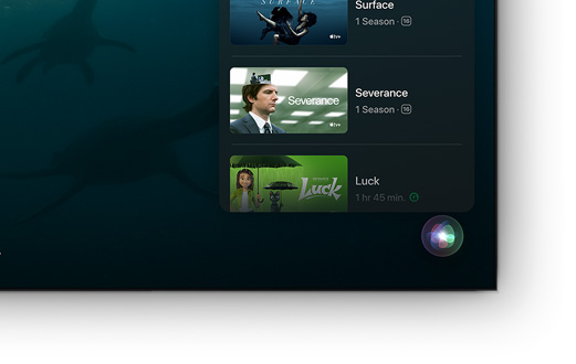 A flat screen television showing list of Apple TV+ movies and shows