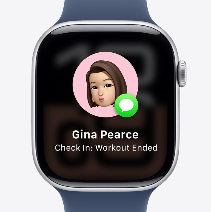 The Check In screen on Apple Watch showing that a friend finished their workout.