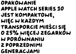 Przeprojektowaliśmy opakowanie Apple Watch Series 9 i teraz w każdym transporcie mieści się o 25% więcej zegarków