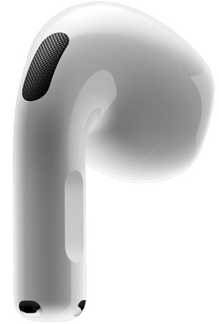 Az AirPods hátulnézeti képét megjelenítő AirPods 4, amely a szárra mutat.